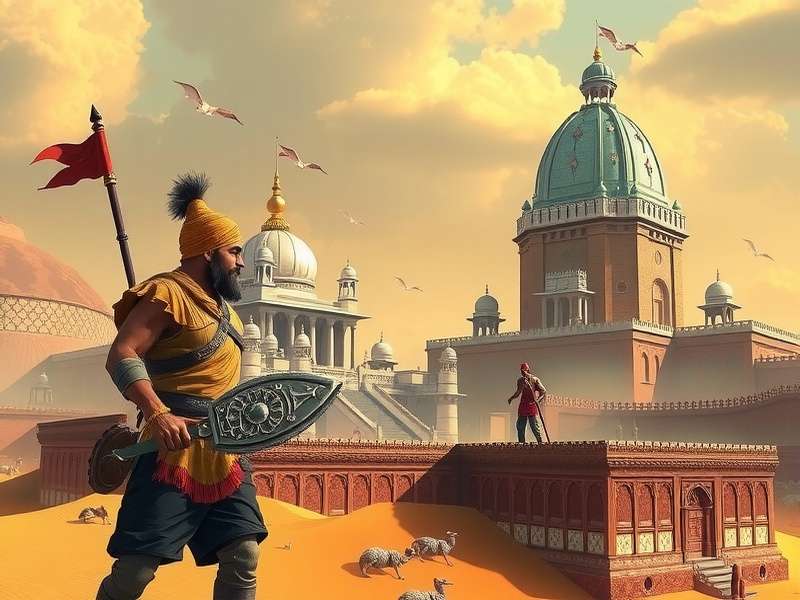 Mace Sentinel - The World of Bharatvarsha Mace Sentinel in-game world showing a fictional Indian kingdom with temples and forts